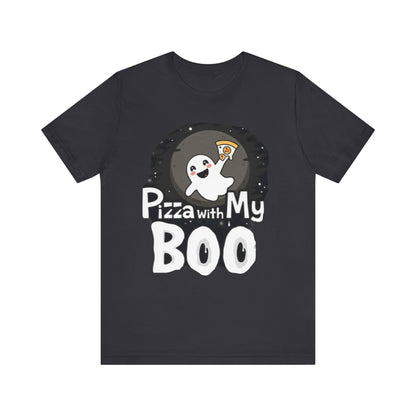 Ghost Pizza Boo Tee - Unisex Jersey Short Sleeve T-Shirt, Funny Halloween Shirt, Spooky Costume, Ghost Lover Gift, October Celebration