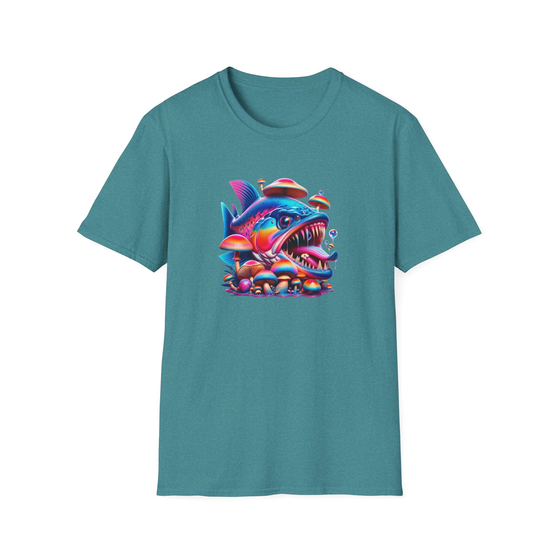 Piranha with Shrooms, Unisex Softstyle T-Shirt - Psychonaut Swag