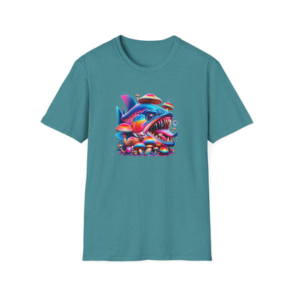 Piranha with Shrooms, Unisex Softstyle T-Shirt - Psychonaut Swag