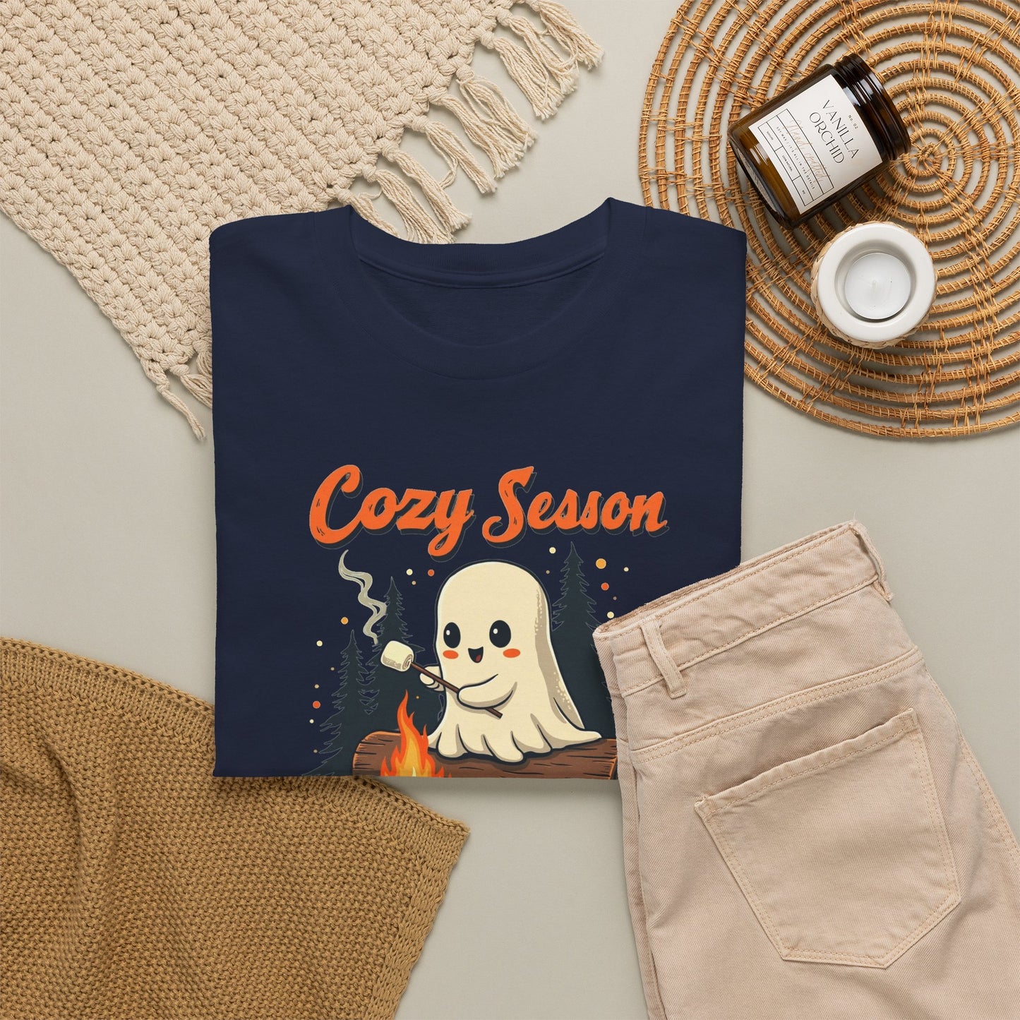 Cozy Season Tee — Cute Ghost Campfire Halloween T-Shirt