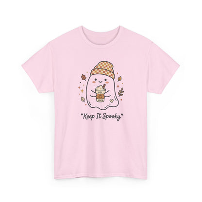Keep It Spooky Ghost Tee — Cute Fall Halloween Shirt with Pumpkin Latte
