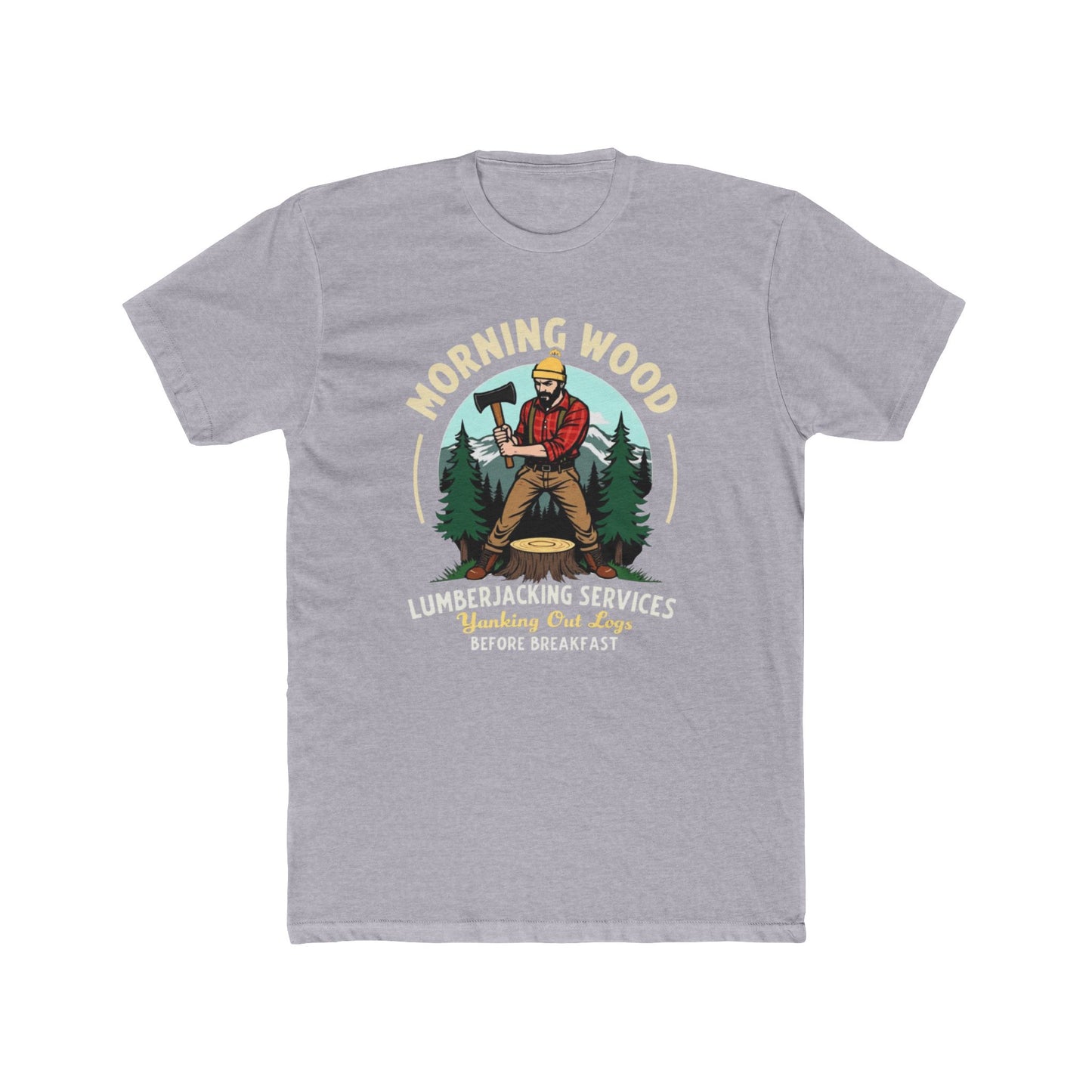 Morning Wood Lumberjack T-Shirt — 'Lumberjacking Services: Waking Our Log Before Breakfast' Vintage Tee