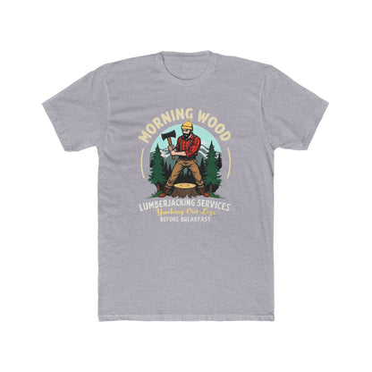 Morning Wood Lumberjack T-Shirt — 'Lumberjacking Services: Waking Our Log Before Breakfast' Vintage Tee