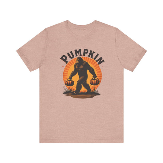 Pumpkin Bigfoot T-Shirt – Unisex Harvest Tee for Fall, Halloween, Autumn Celebrations, Gift for Nature Lovers, Casual Wear