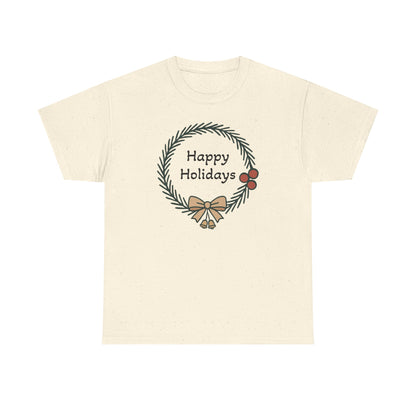 Happy Holiday Wreath, Unisex Heavy Cotton Tee