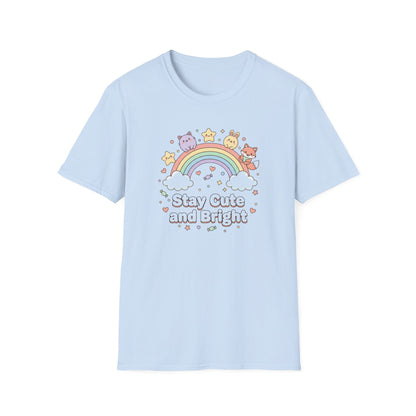 Stay Cute and Bright Rainbow T-Shirt — Kawaii Animal Graphic Tee