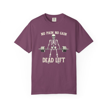 Deadlift Skeleton T-Shirt — “No Pain No Gain” Weightlifting Gym Tee