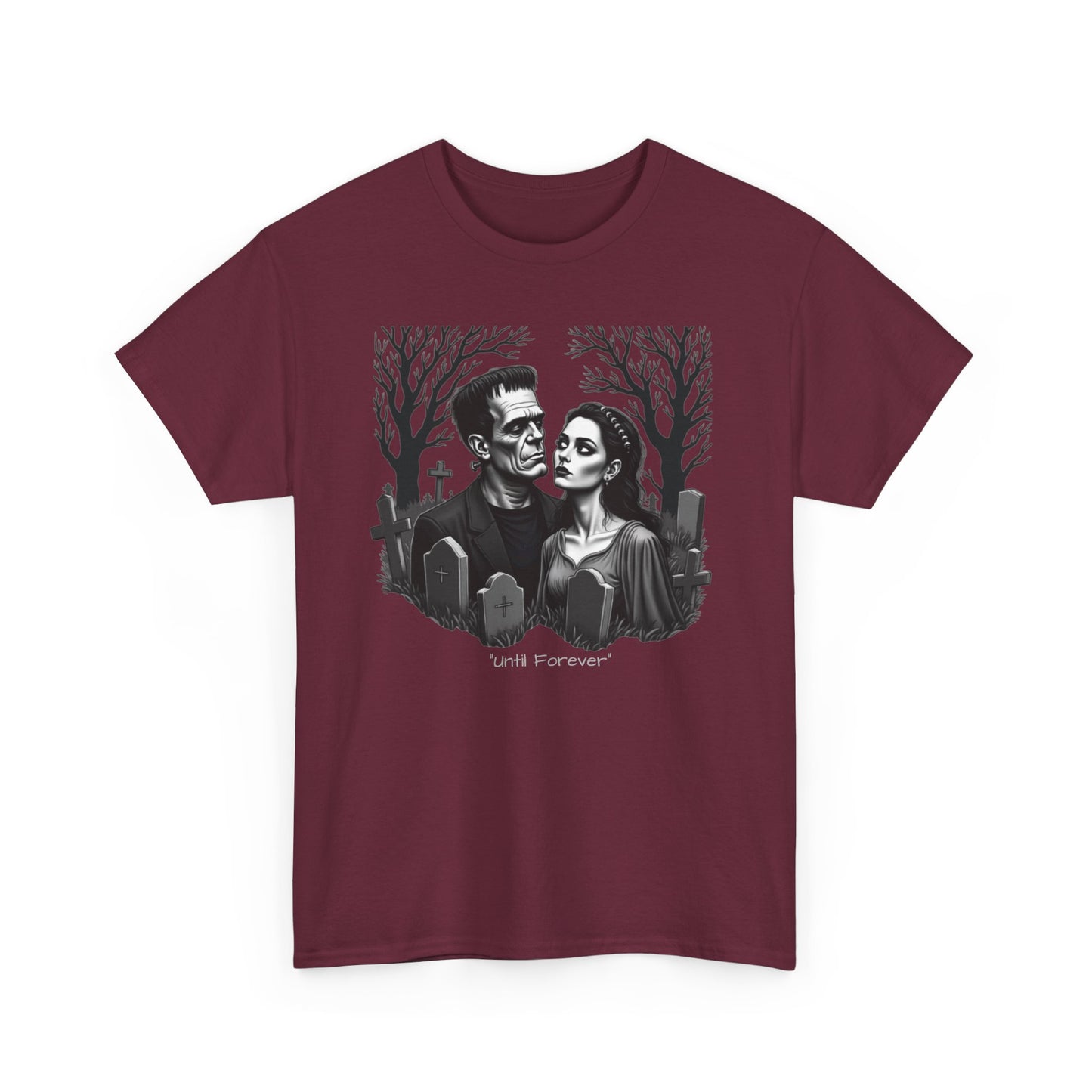 Gothic 'Until Forever' Couple Tee — Anniversary Season Graphic T-Shirt