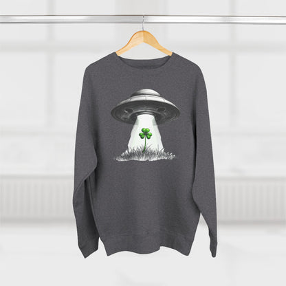 St. Patrick’s UFO Clover Sweatshirt — Alien Abduction Shamrock Crewneck