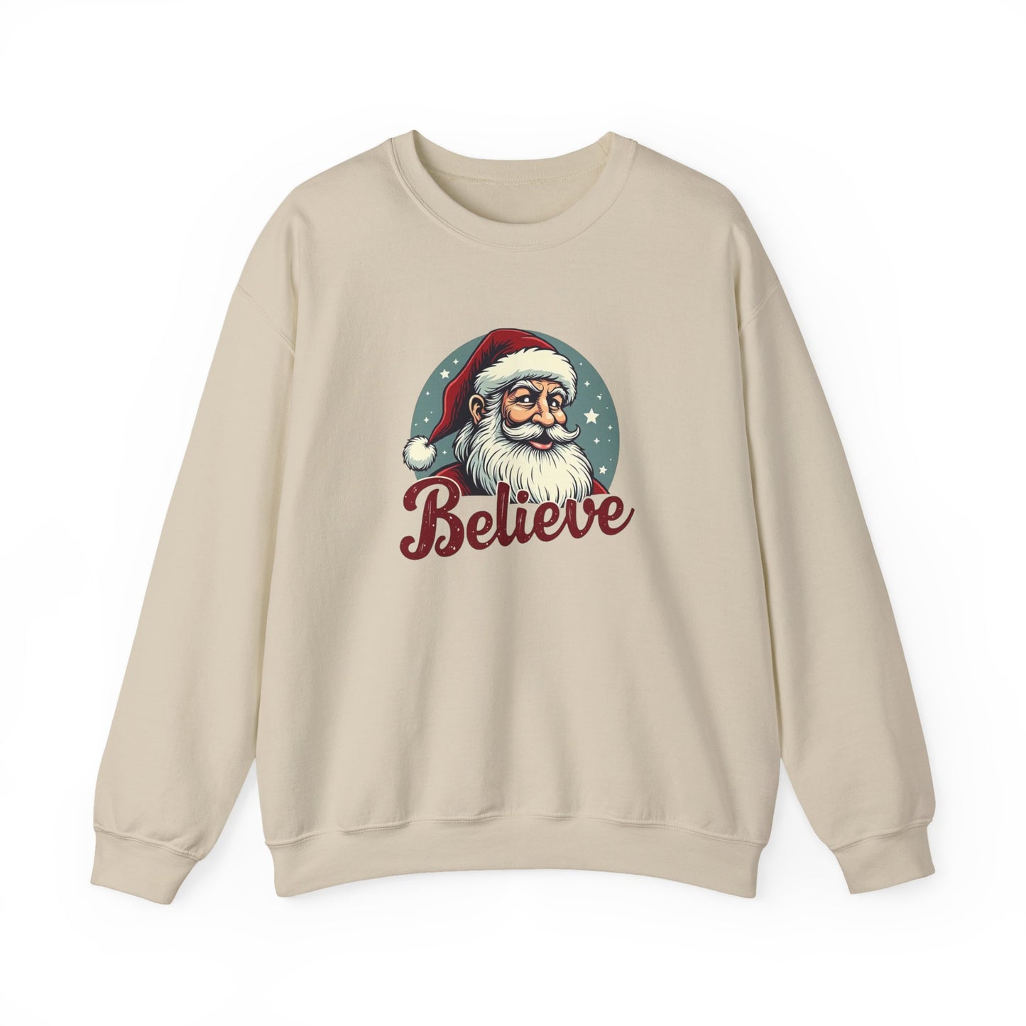 Believe Santa Crewneck Sweatshirt — Vintage Christmas Holiday Sweatshirt