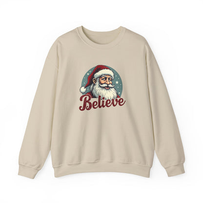 Believe Santa Crewneck Sweatshirt — Vintage Christmas Holiday Sweatshirt