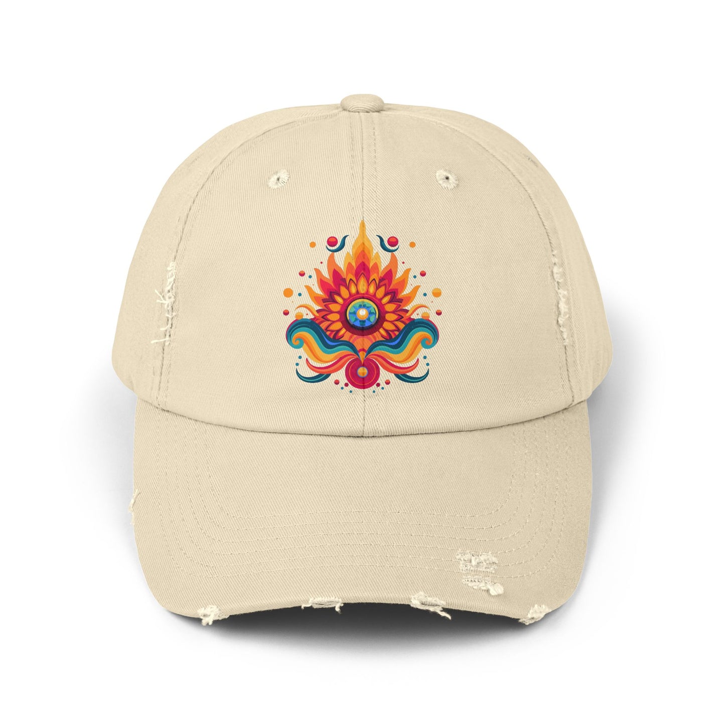 Eternal Psychedelic Flame Distressed Cap — Exploring Love Vintage Hat