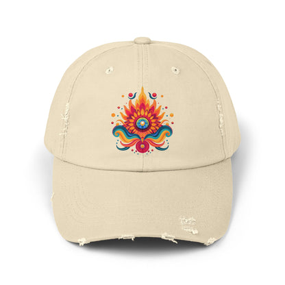 Eternal Psychedelic Flame Distressed Cap — Exploring Love Vintage Hat