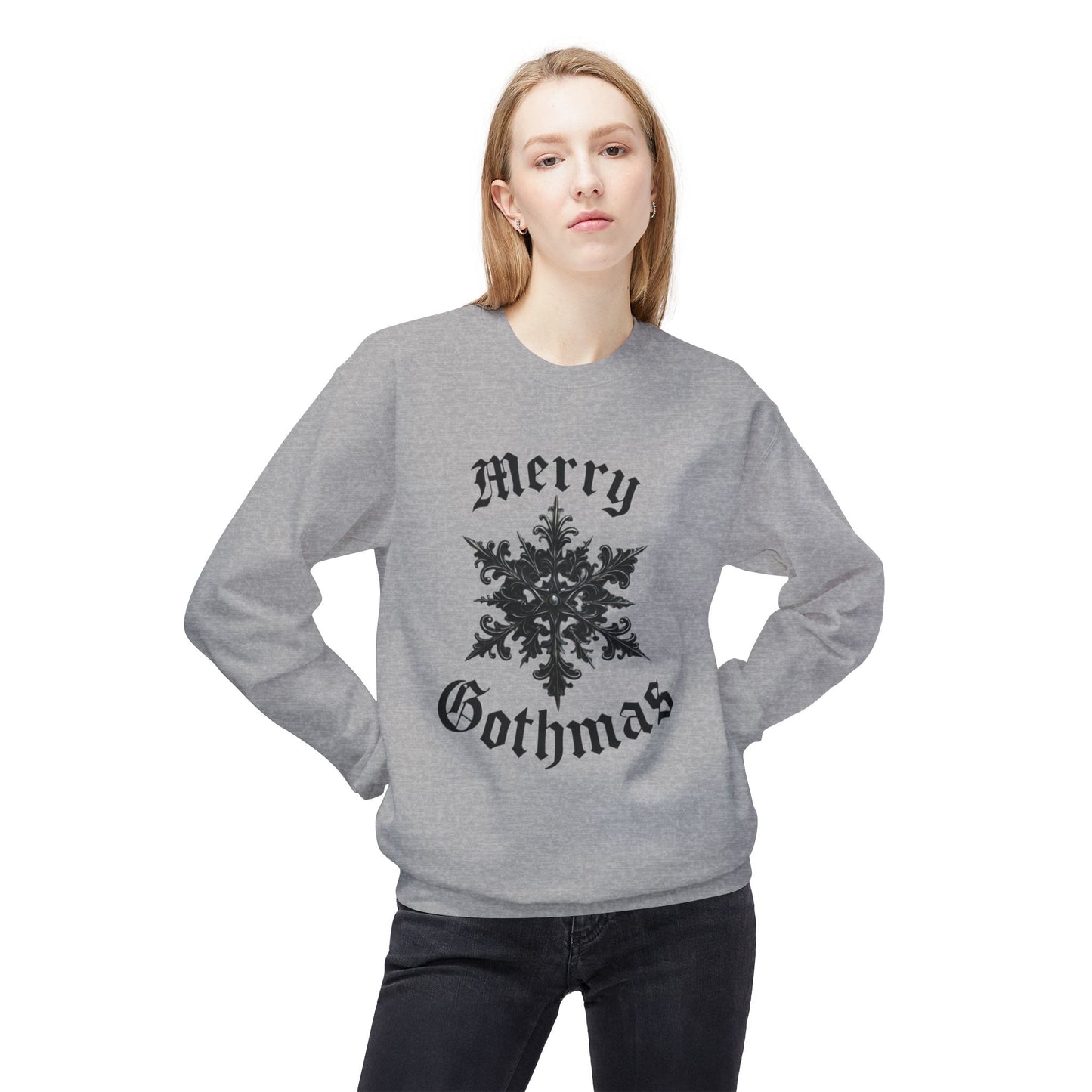 Gothic 'Merry Gothmas' Snowflake Crewneck Sweatshirt