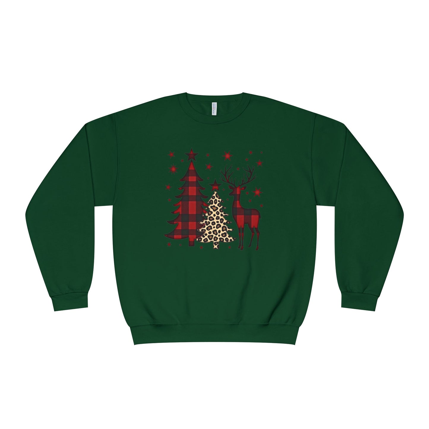 Christmas Buffalo Plaid Trees & Reindeer Crewneck Sweatshirt