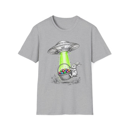 Alien Abduction Easter Bunny T-Shirt — UFO Beaming Candy Design
