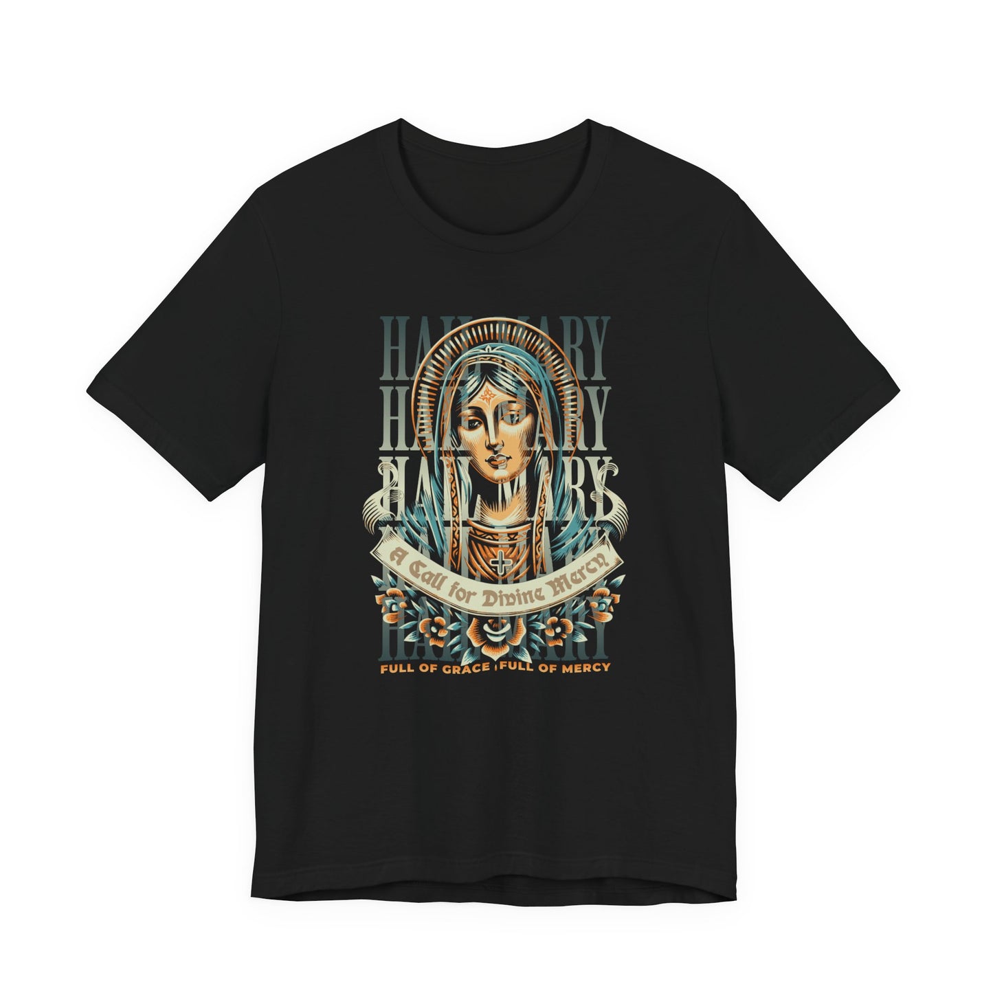 Mary Ave Maria Graphic Tee — 'Ave Maria' Vintage Religious Portrait T‑Shirt