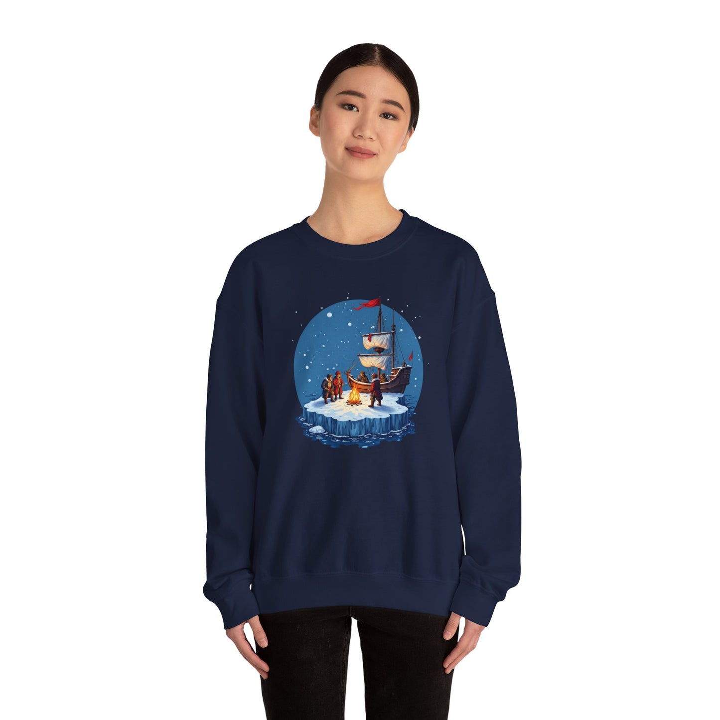Viking Longship Bonfire, Christmas sweatshirt, Crewneck Sweatshirt