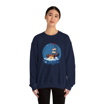 Viking Longship Bonfire, Christmas sweatshirt, Crewneck Sweatshirt