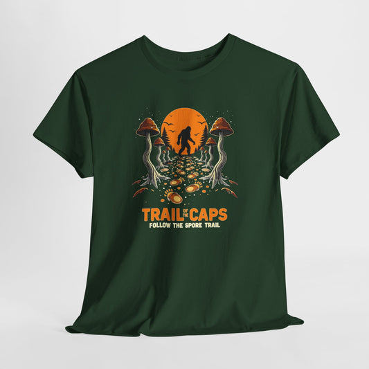 Trailcaps Mushroom Tee — “Follow the Spore Trail” Forest Adventure Shirt