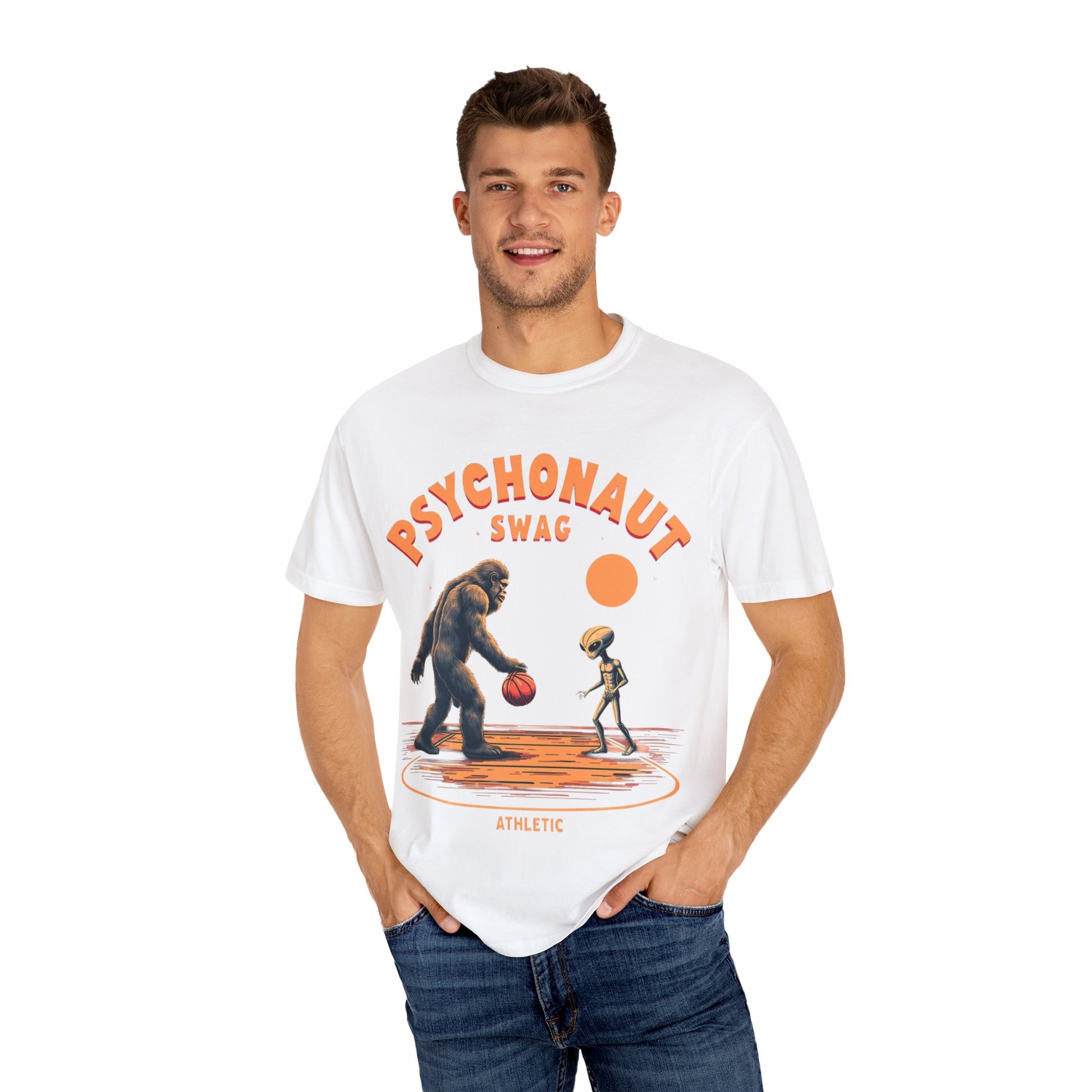 Alien vs Bigfoot, Psychonaut Swag Unisex T-Shirt, Funny Graphic Tee, Unique Gift for Gamers, Outdoor Lovers, Birthday, Casual Wear - Psychonaut Swag
