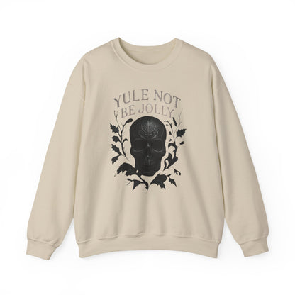 Holiday Crewneck Sweatshirt — “Yule Not Be Jolly” Skull Christmas Sweater