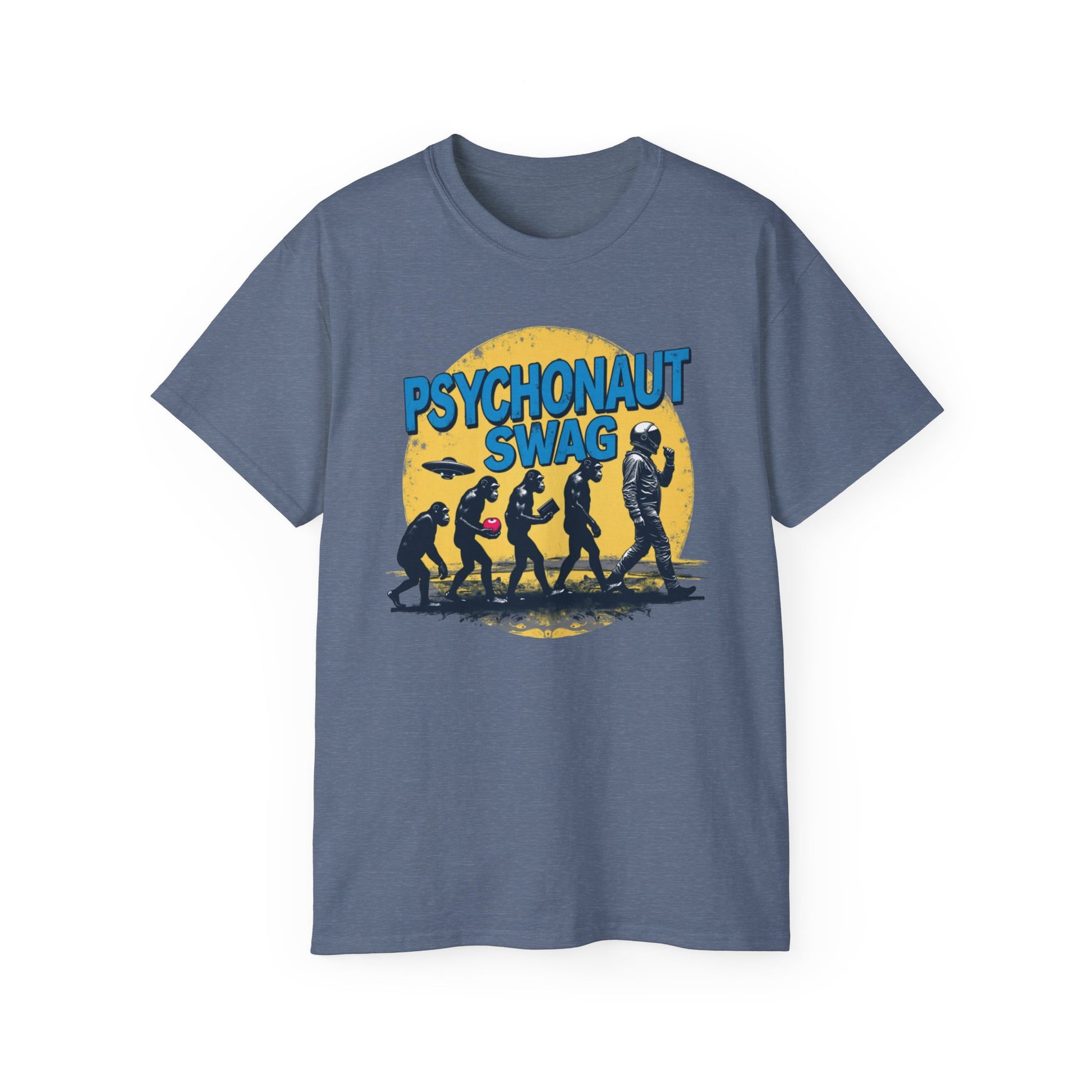 Psychonaut Evolution of Man Sunset, Unisex Tee, Retro Graphic T-Shirt, Music Festival Attire, Gift for Gamers, Casual Streetwear - Psychonaut Swag