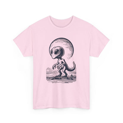 Dinosaur Hybrid, Graphic Unisex Heavy Cotton Tee | UFO Lover T-Shirt | Space-Themed Apparel - Psychonaut Swag