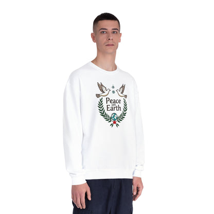 Peace on Earth Crewneck Sweatshirt — Holiday Dove & Laurel Graphic