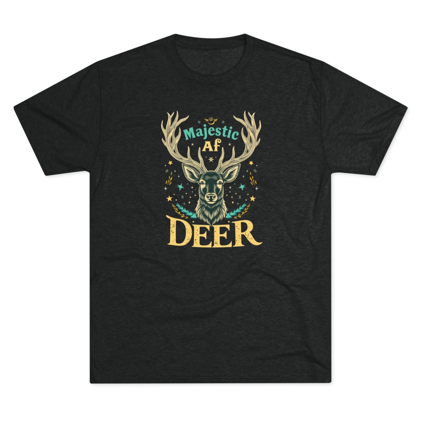 Majestic AF Deer Tee - Unisex Tri-Blend Crew Tee, Perfect for Nature Lovers, Gifts for Hunters, Casual Wear, Wildlife Enthusiasts
