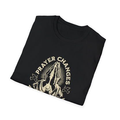 Prayer Changes Everything T-Shirt — Vintage Praying Hands Christian Tee