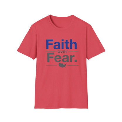 Faith Over Fear Unisex Softstyle T-Shirt | Inspirational Tee for Motivational Gifts, Everyday Wear, Faith, Courage, Positive Vibes - Psychonaut Swag