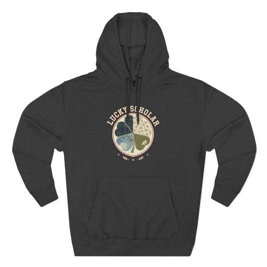 Lucky Scholar Clover, Three-Panel Fleece Hoodie