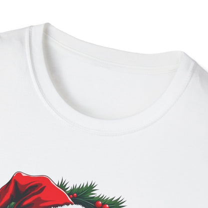 Christmas Wreath Bass Fishing T-Shirt — Santa Hat Fish Holiday Tee