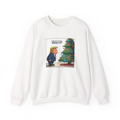 Political Christmas Tree Sweatshirt — "Radically Lit" Holiday Cartoon Crewneck