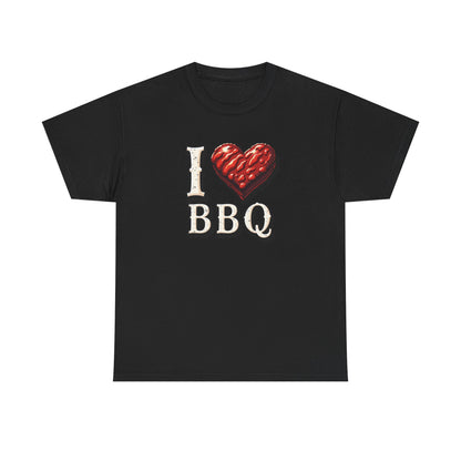 I Love BBQ Unisex Heavy Cotton Tee - Perfect for BBQ Lovers, Summer Cookouts, Grilling Events, Foodie Gift, Casual Wear - Psychonaut Swag