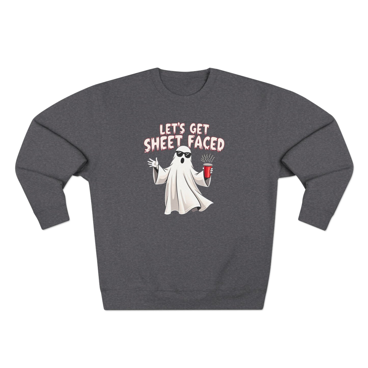 Halloween Ghost Sweatshirt — "Let's Get Sheet Faced" Funny Party Crewneck