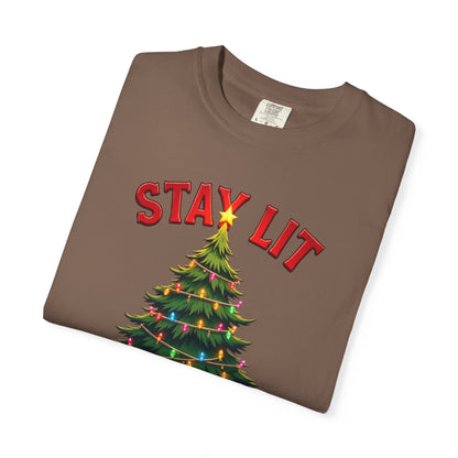 Stay Lit Christmas T-Shirt — Festive Holiday Tree Graphic Tee