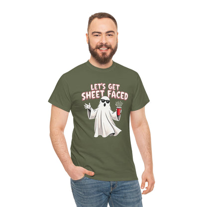 Let's Get Sheet Faced Ghost T‑Shirt — Funny Halloween Party Tee