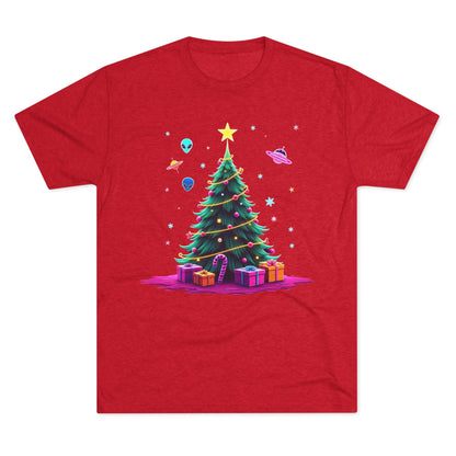 Alien visitors Christmas tree, Unisex Tri-Blend Crew Tee