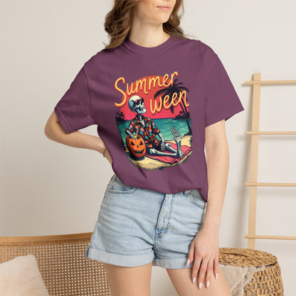 T-Shirt — "Summerween" Beach Skeleton Halloween Graphic Tee