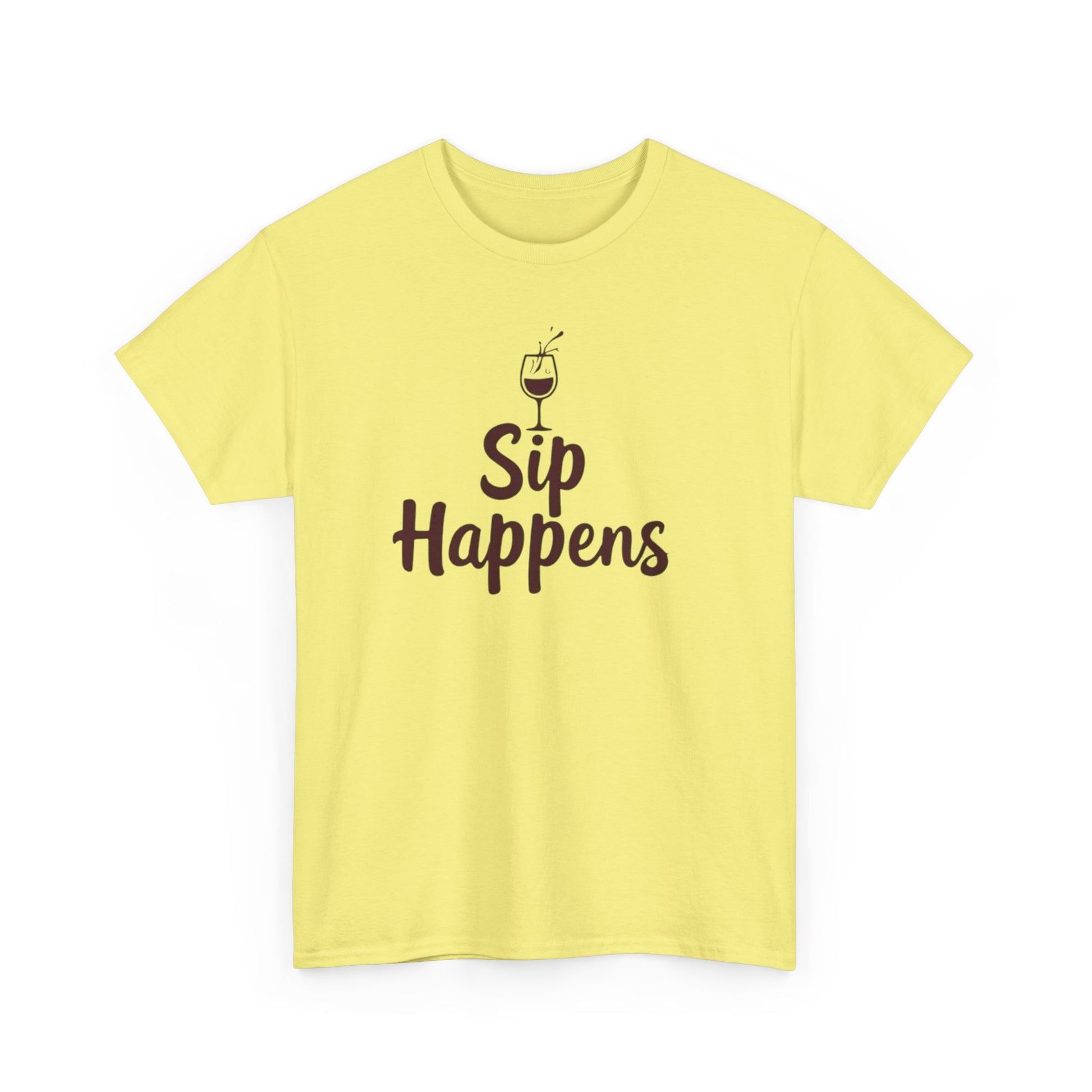 Sip Happens Unisex Heavy Cotton Tee - Funny Graphic Shirt, Casual Wear, Gift for Coffee Lovers, Everyday Comfort, Birthday Party T-Shirt - Psychonaut Swag