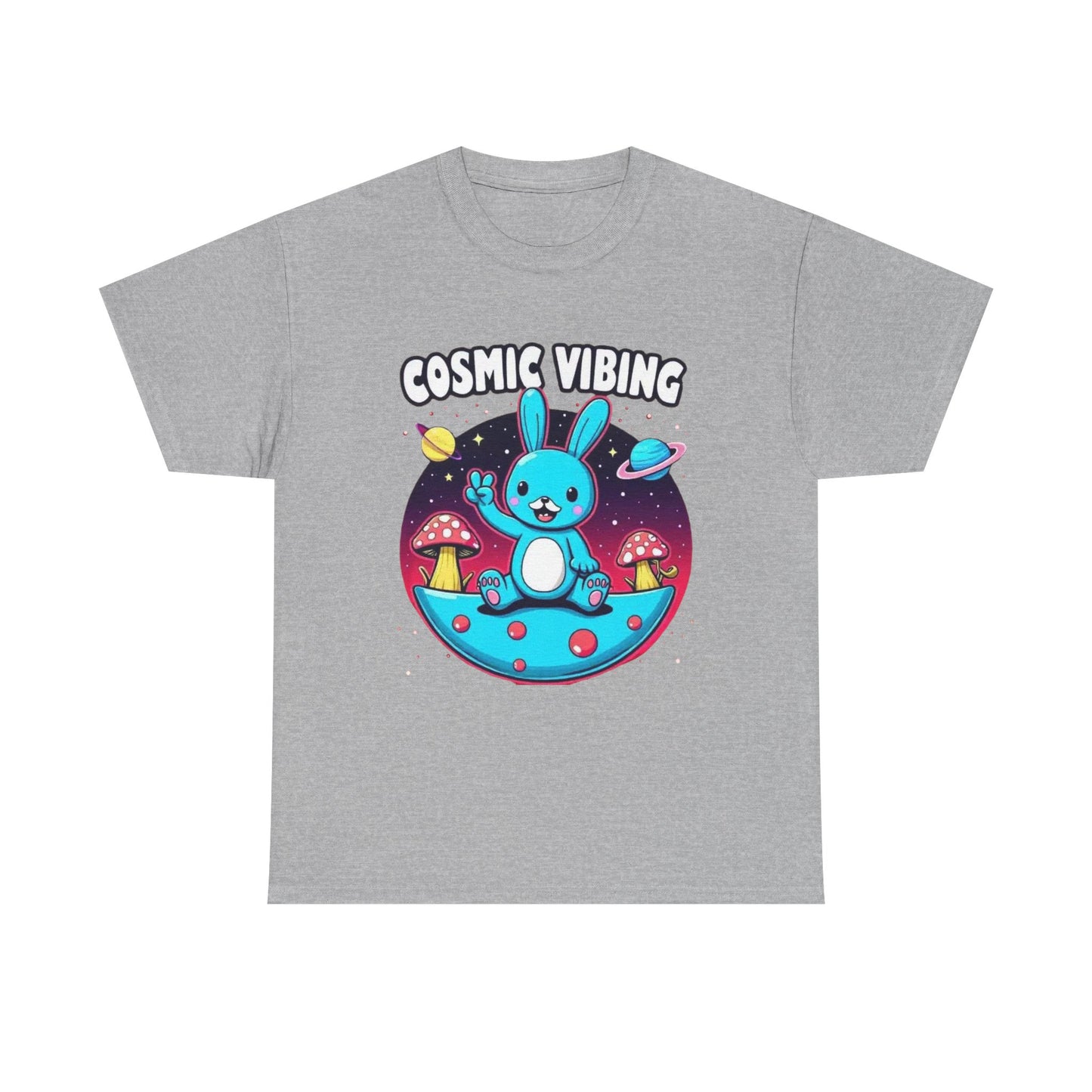 Cosmic Vibing Bunny, Tee — Cute Bunny Space Graphic T-Shirt