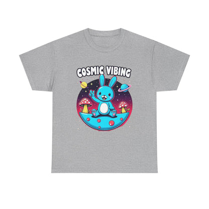 Cosmic Vibing Bunny, Tee — Cute Bunny Space Graphic T-Shirt