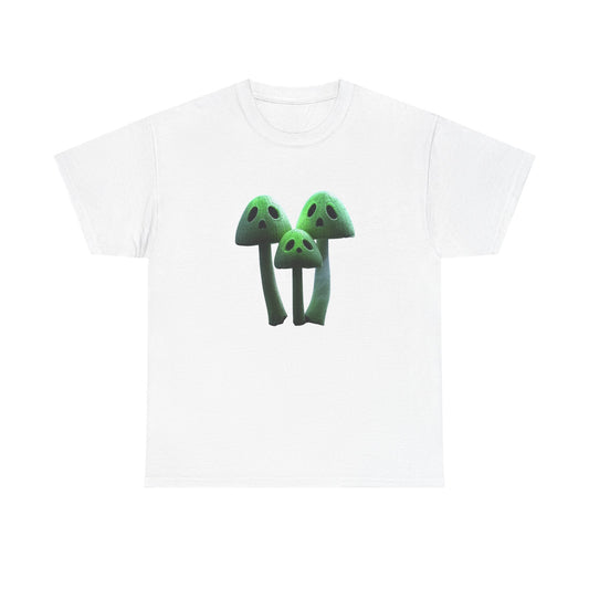 Glowing Ghost Mushroom Tee - Unisex Heavy Cotton T-Shirt, Funny Shirt, Unique Gift, Outdoor Adventure Wear, Halloween Shirt