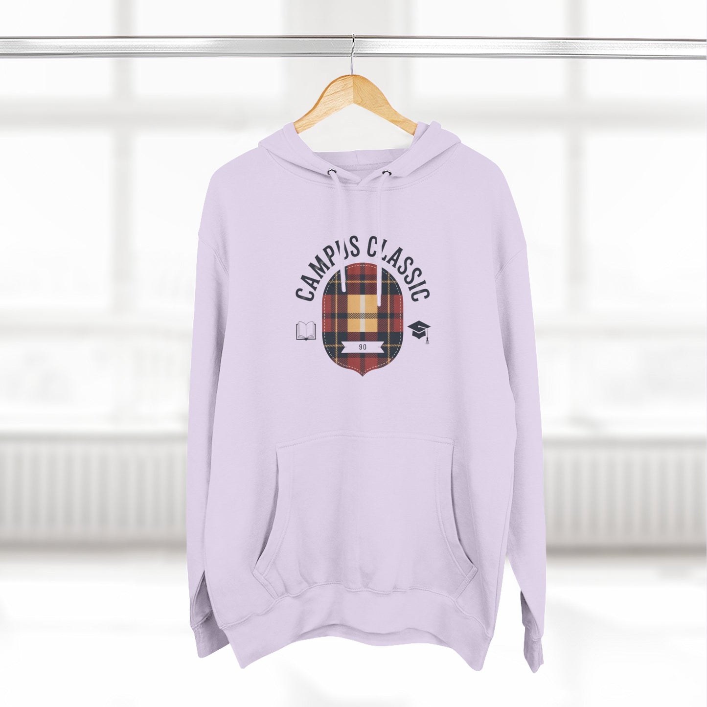 Campfire Classic Plaid Hoodie — Vintage Camping Fleece Pullover