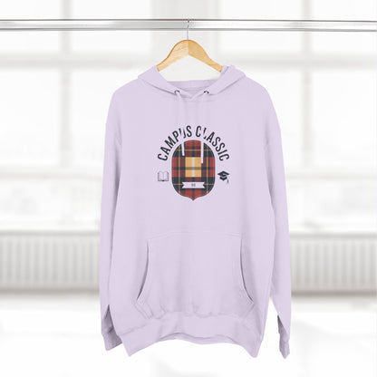 Campfire Classic Plaid Hoodie — Vintage Camping Fleece Pullover