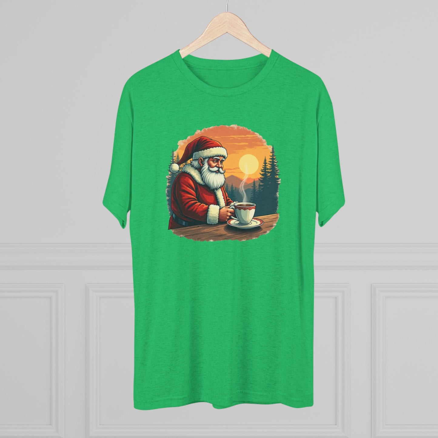 Santa Coffee Tee — Vintage Holiday Santa Drinking Coffee T-Shirt