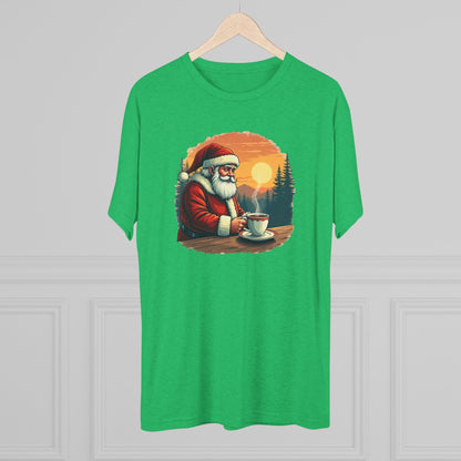 Santa Coffee Tee — Vintage Holiday Santa Drinking Coffee T-Shirt