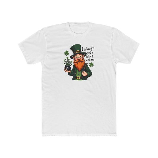 Leprechaun with little pot, Unisex Cotton Crew Tee